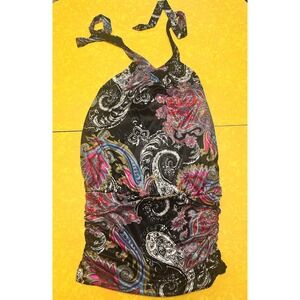 Paisley Ruched Halter Neck Blouse Top Size Large Y2K